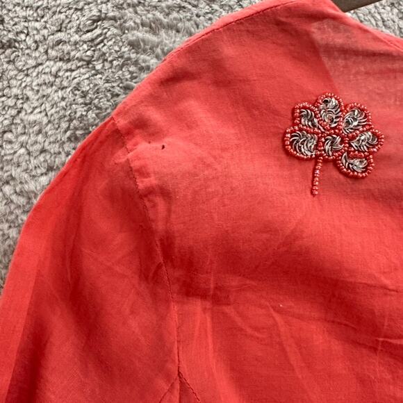 Bandolino Size 12 Cover-Up Salmon Color Embroidered Sequins Side Ties Beach - Picture 11 of 12